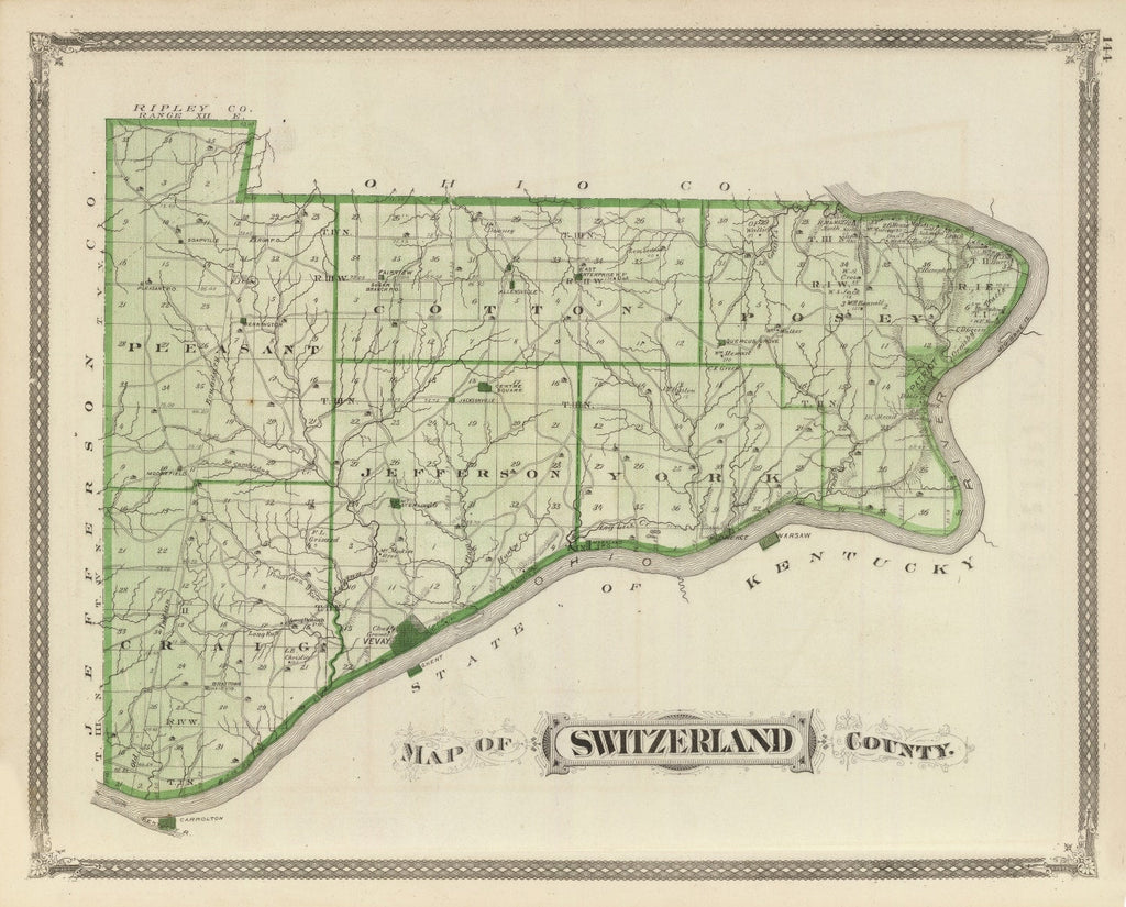 Vintage Map of Switzerland County, Indiana 1876