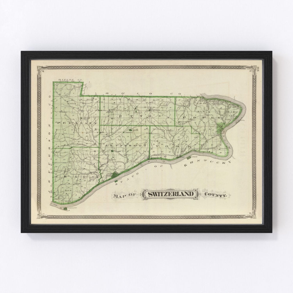 Vintage Map of Switzerland County, Indiana 1876