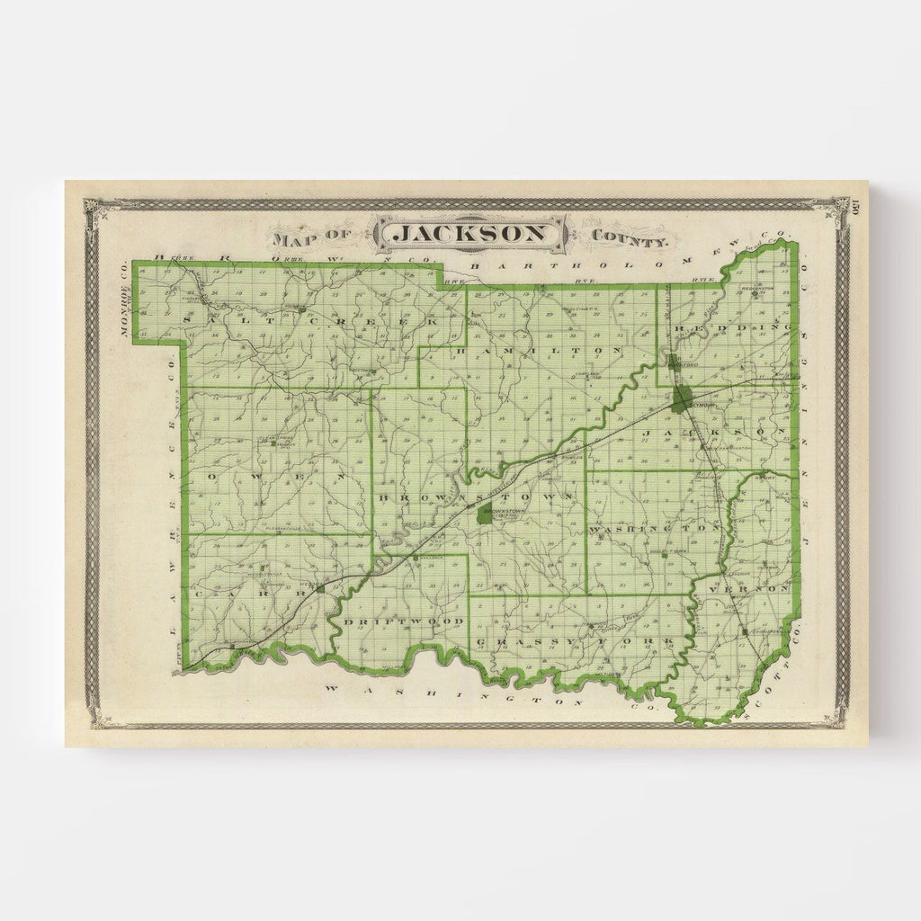 Vintage Map of Jackson County, Indiana 1876