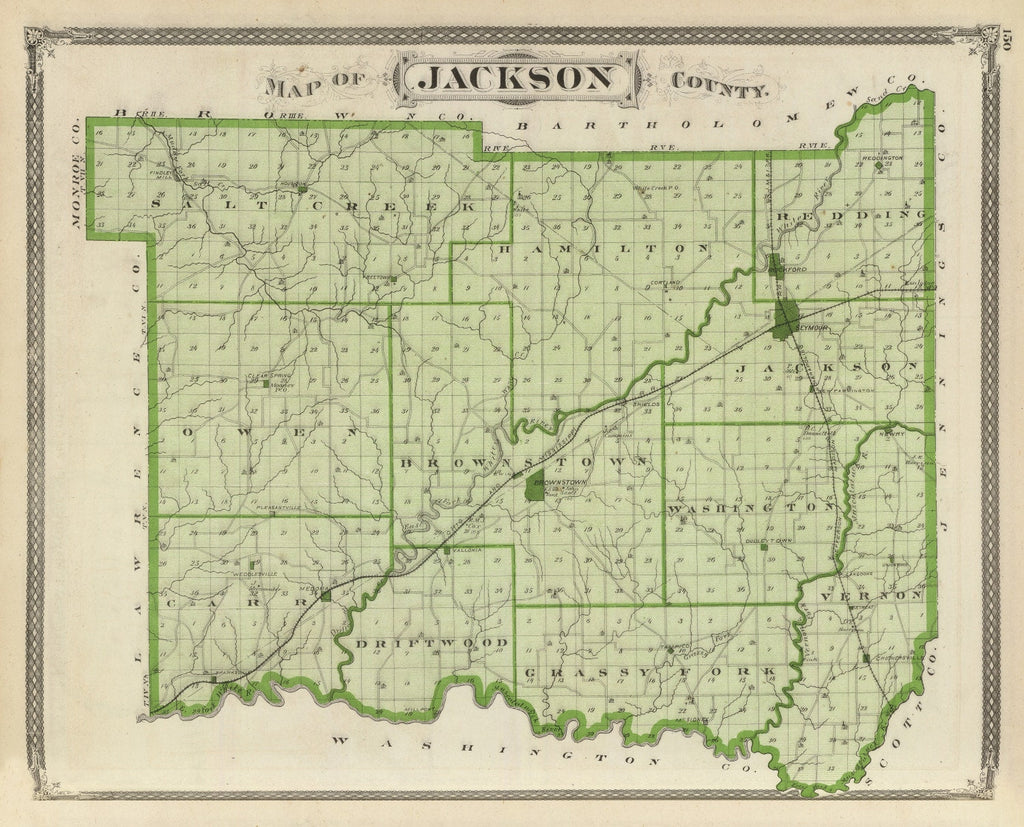 Vintage Map of Jackson County, Indiana 1876