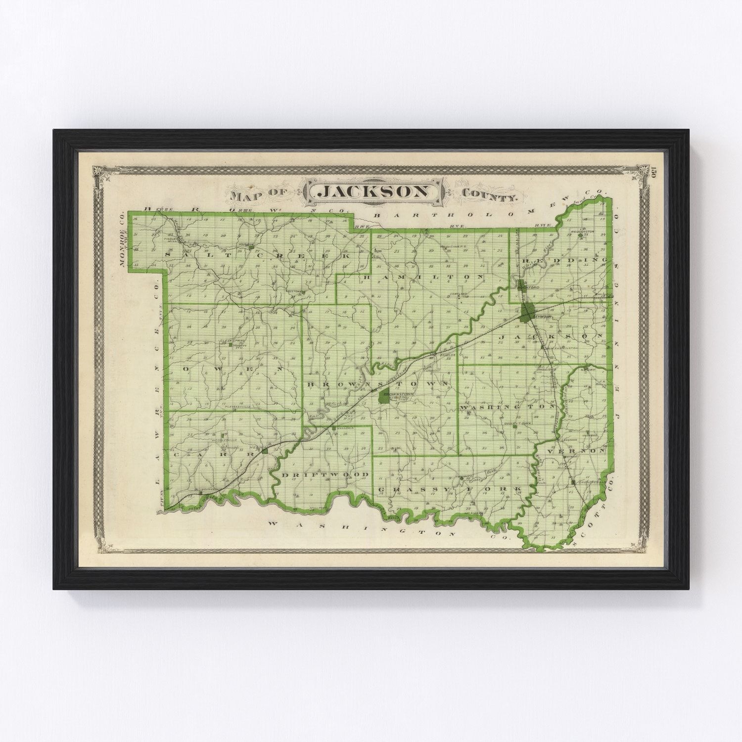 Vintage Map of Jackson County, Indiana 1876