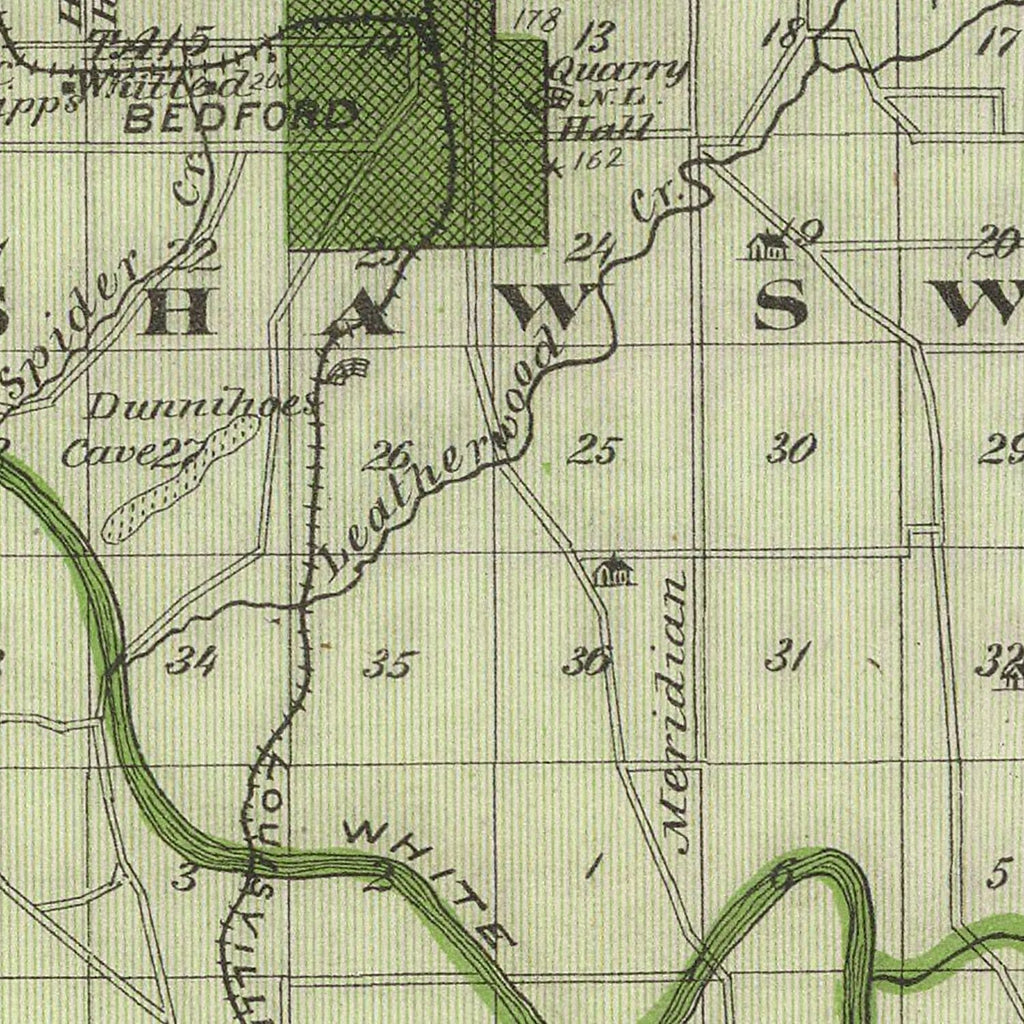 Vintage Map of Lawrence County, Indiana 1876