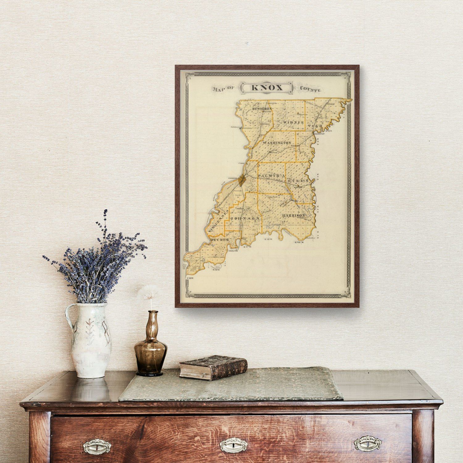Vintage Map of Knox County, Indiana 1876
