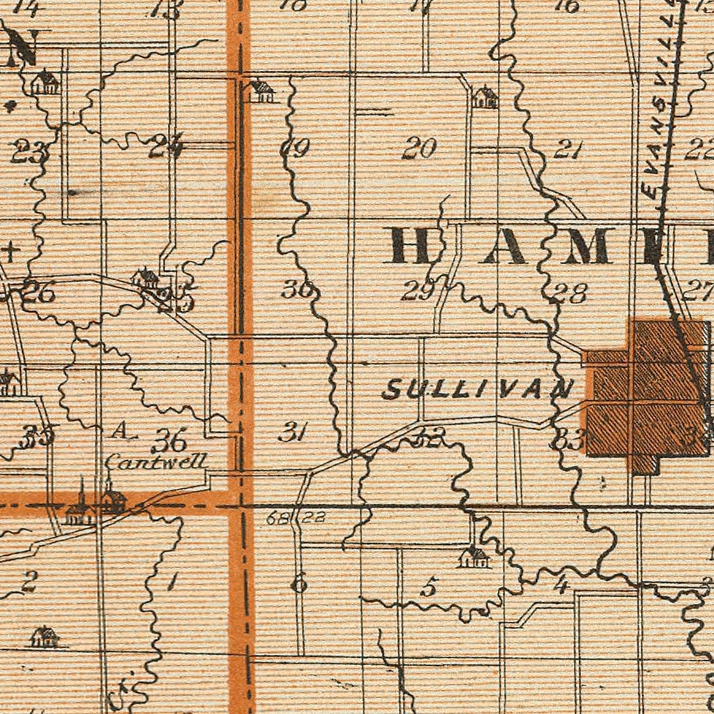 Vintage Map of Sullivan County, Indiana 1876
