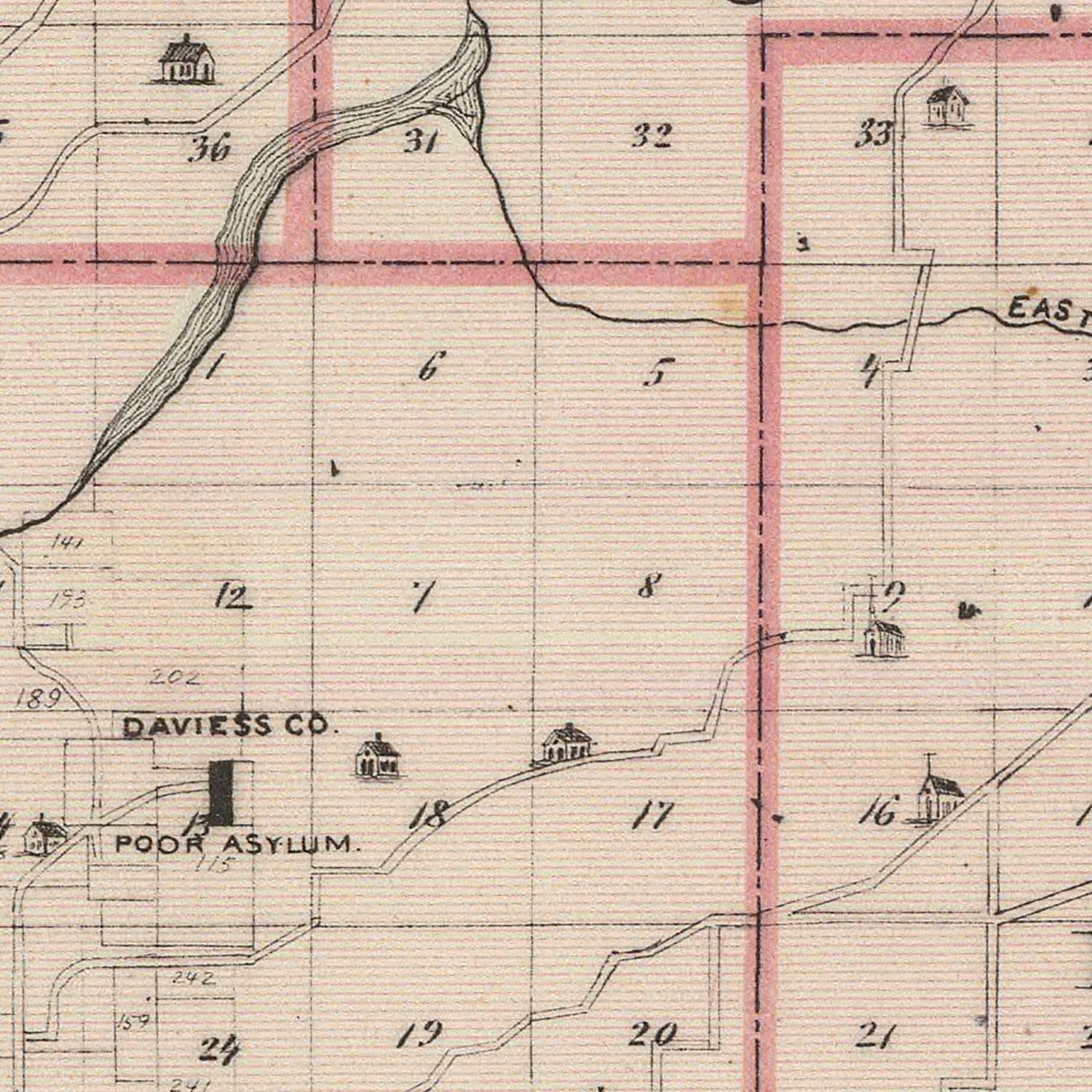 Vintage Map of Daviess County, Indiana 1876