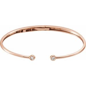 14K Rose Gold 1/6 CTW Natural Diamond Hinged Cuff 7" Bracelet