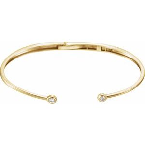 14K Yellow Gold 1/6 CTW Natural Diamond Hinged Cuff 7" Bracelet