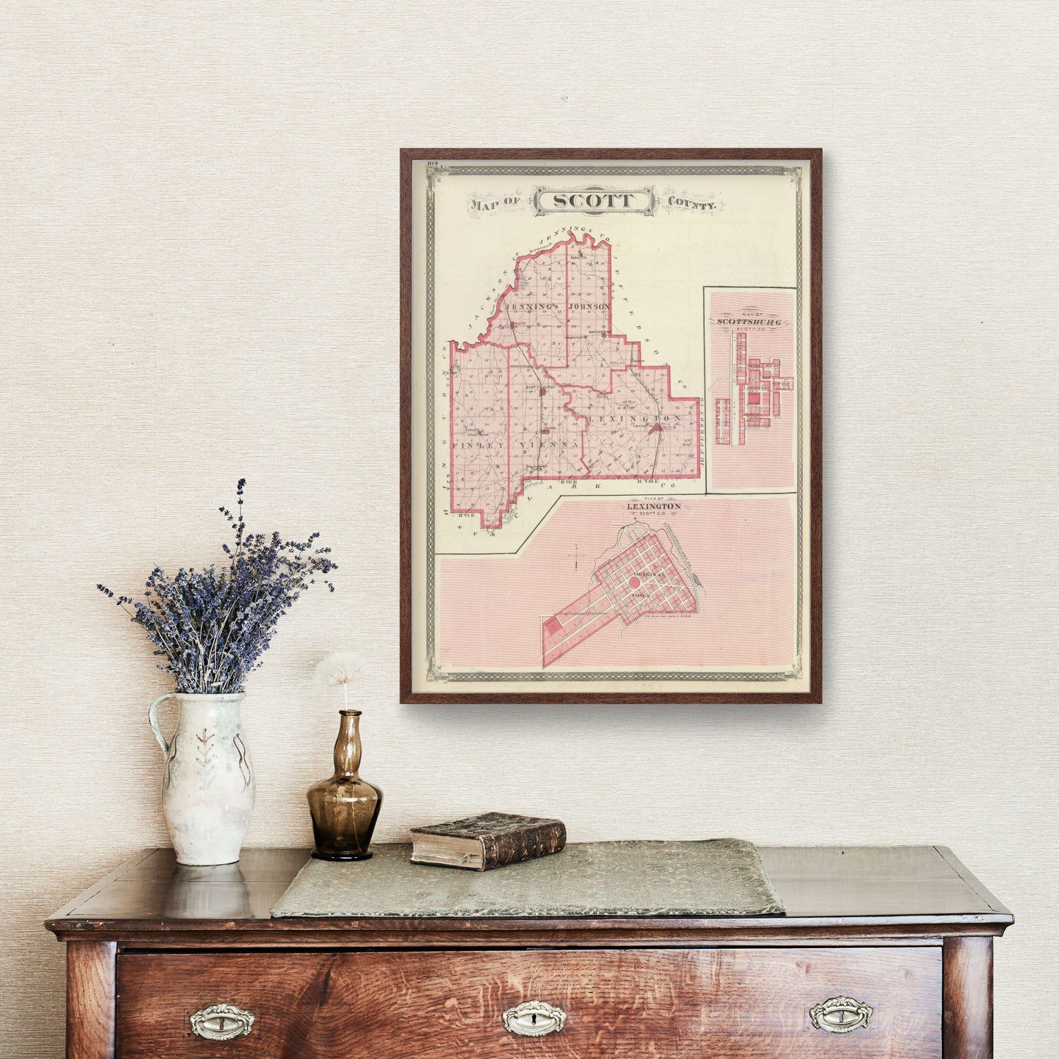 Vintage Map of Scott County, Indiana 1876