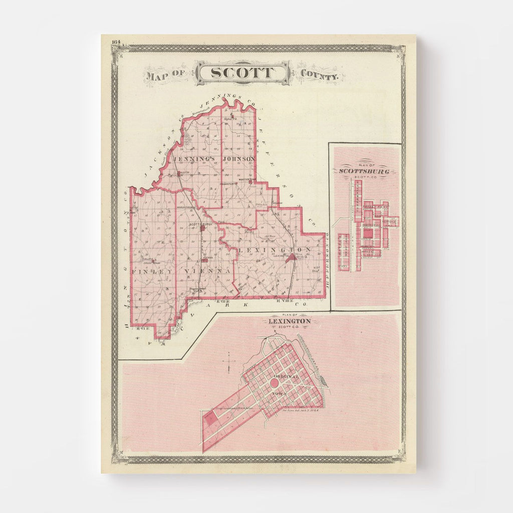 Vintage Map of Scott County, Indiana 1876