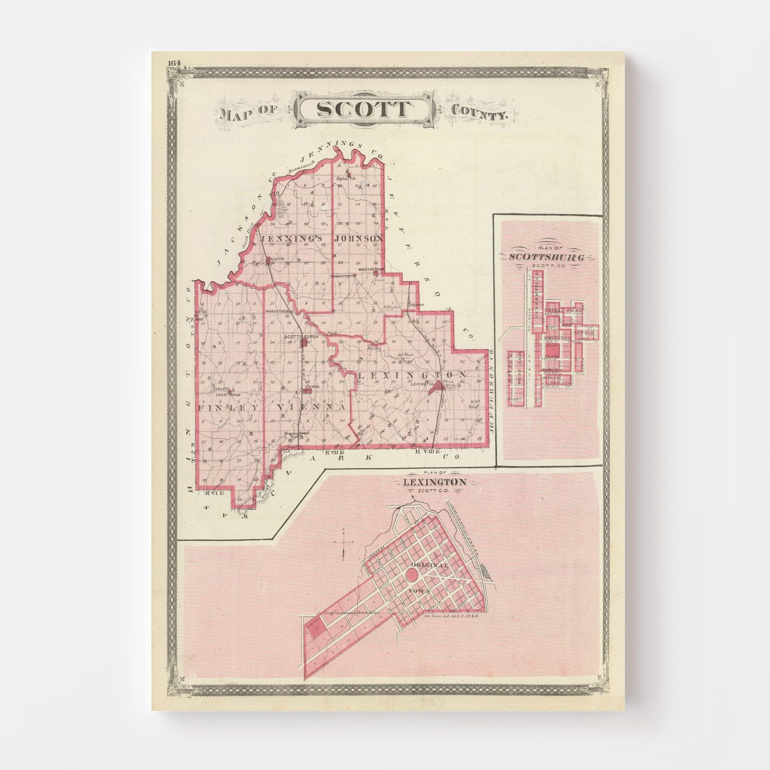 Vintage Map of Scott County, Indiana 1876