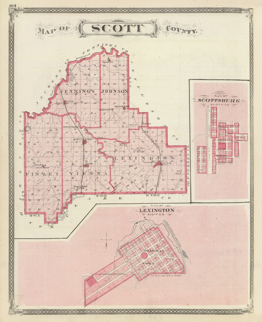 Vintage Map of Scott County, Indiana 1876