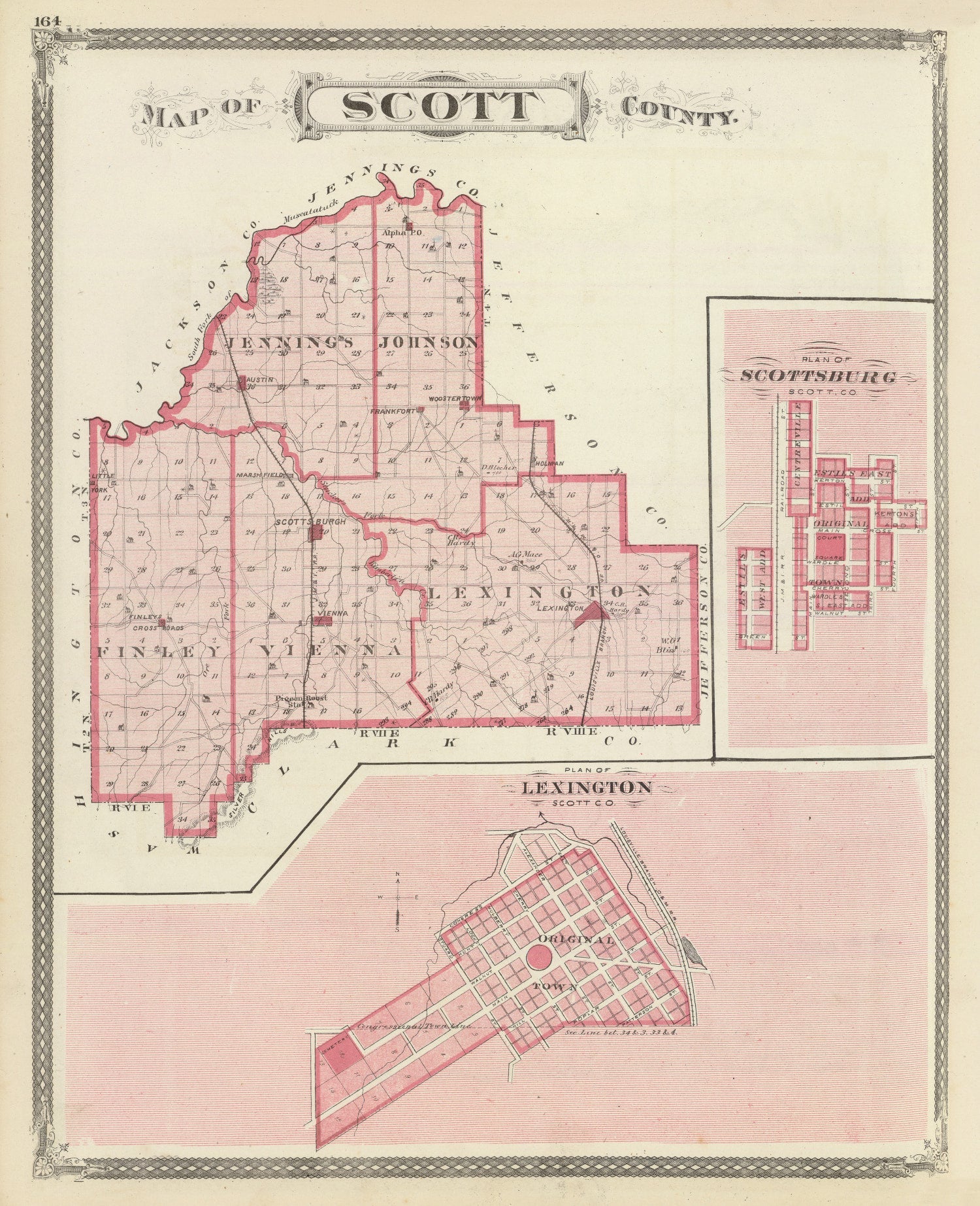 Vintage Map of Scott County, Indiana 1876