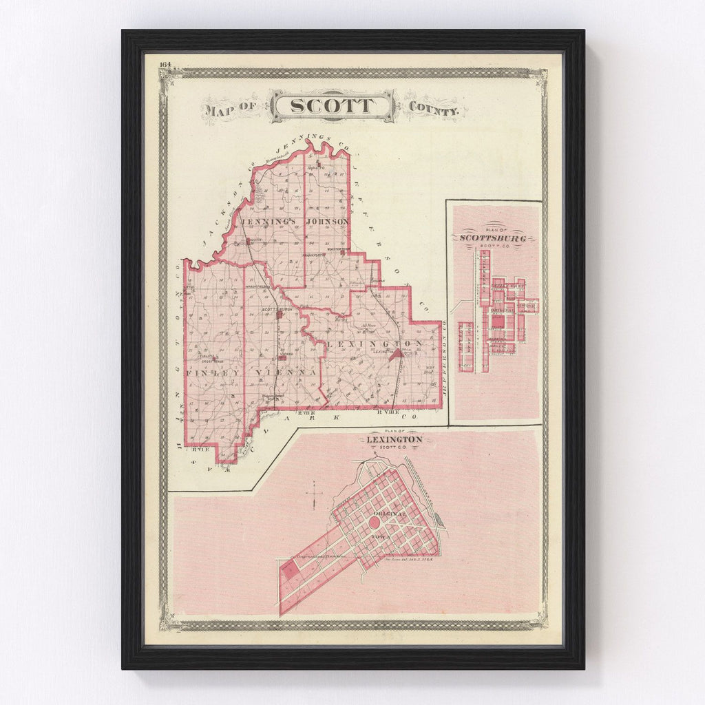 Vintage Map of Scott County, Indiana 1876