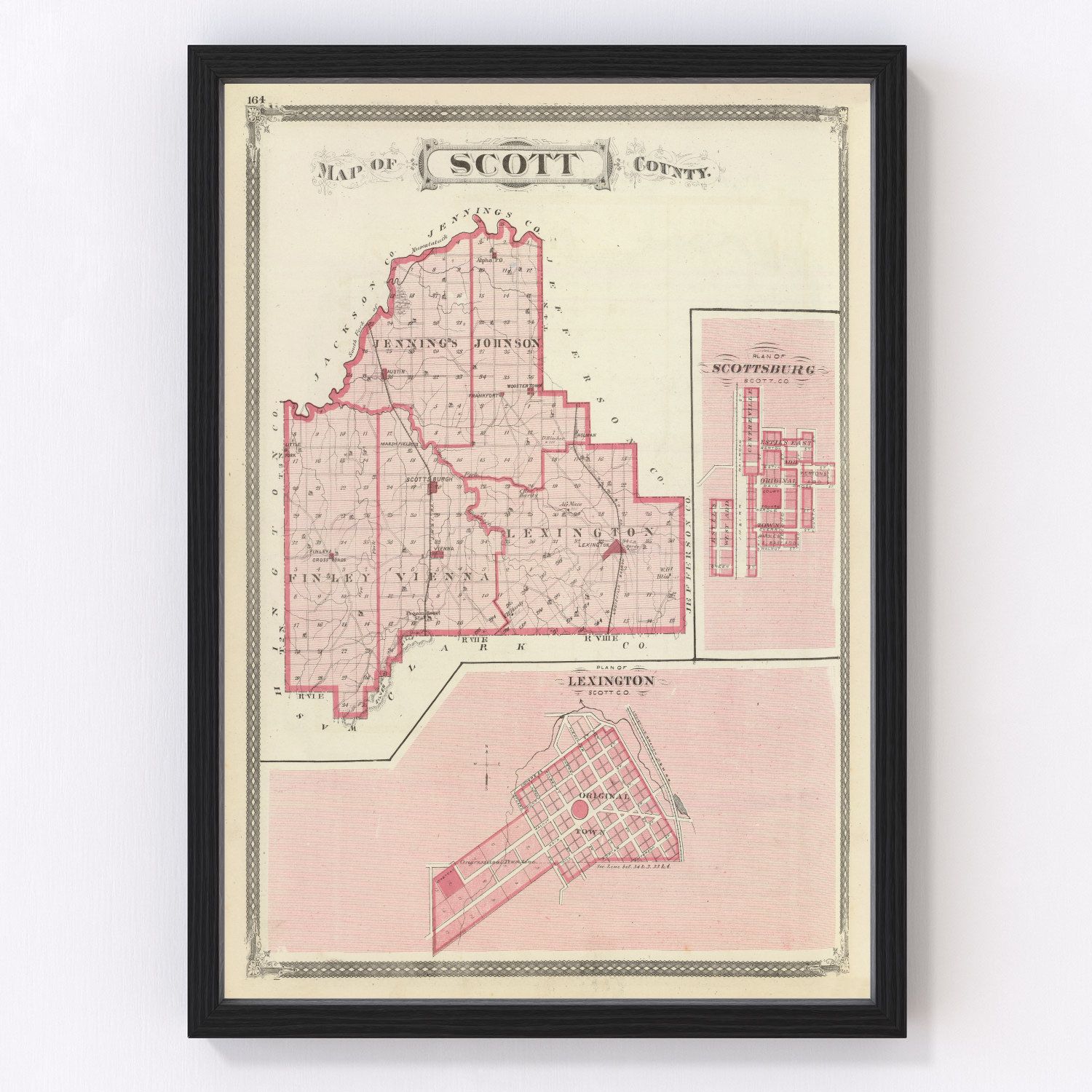 Vintage Map of Scott County, Indiana 1876
