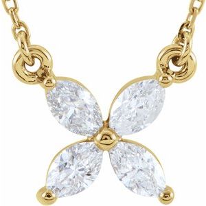 14K Yellow Gold 1/2 CTW Natural Diamond Floral 16" Necklac