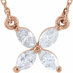 14K Rose Gold 1/2 CTW Natural Diamond Floral 16" Necklace
