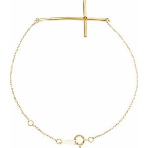 14K Yellow Gold Natural Citrine Sideways Cross 7-8" Bracelet