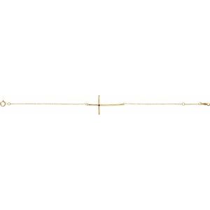 14K Yellow Gold Natural Amethyst Sideways Cross 7-8" Bracelet – image 2