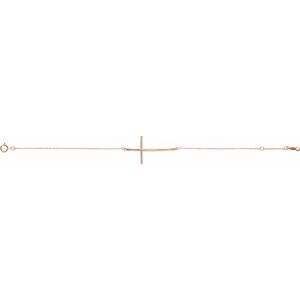 14K Rose Gold Natural Aquamarine Sideways Cross 7-8" Bracelet – image 2