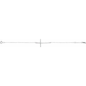 Sterling Silver Natural Aquamarine Sideways Cross 7-8" Bracelet – image 2