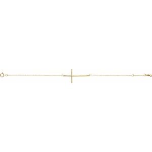 14K Yellow Gold Natural Aquamarine Sideways Cross 7-8" Bracelet