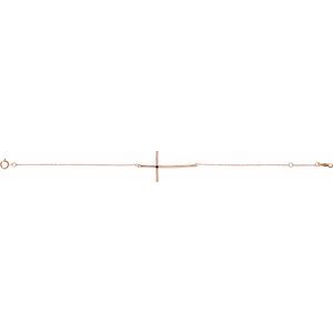 14K Rose Gold Natural Blue Sapphire Sideways Cross 7-8" Bracelet – image 2
