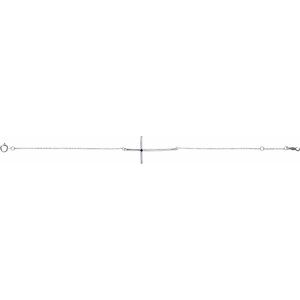 Sterling Silver Imitation Blue Sapphire Sideways Cross 7-8" Bracelet – image 2