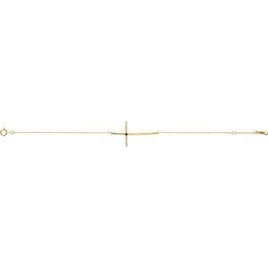 14K Yellow Gold Natural Blue Sapphire Sideways Cross 7-8" Bracelet – image 2