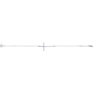Platinum Natural Blue Zircon Sideways Cross 7-8" Bracelet – image 2
