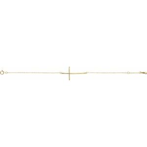Sterling Silver Natural Blue Zircon Sideways Cross 7-8" Bracelet – image 2