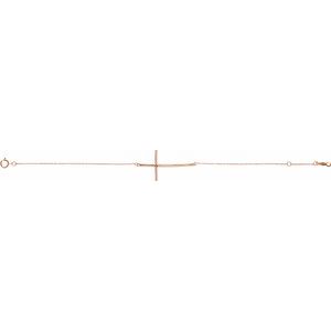 14K Rose Gold Natural Citrine Sideways Cross 7-8" Bracelet – image 2