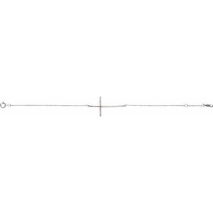 14K White Gold Natural Citrine Sideways Cross 7-8" Bracelet – image 2