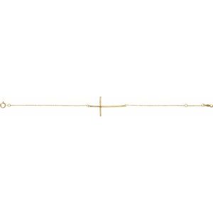 14K Yellow Gold Natural Citrine Sideways Cross 7-8" Bracelet – image 2