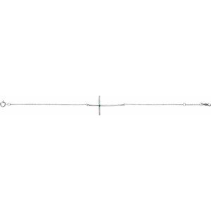14K White Gold Natural Emerald Sideways Cross 7-8" Bracelet – image 2