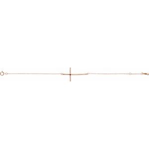 14K Rose Gold Natural Mozambique Garnet Sideways Cross 7-8" Bracelet – image 2