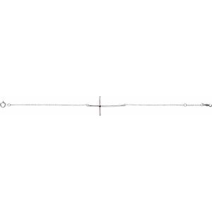 14K White Gold Natural Mozambique Garnet Sideways Cross 7-8" Bracelet – image 2