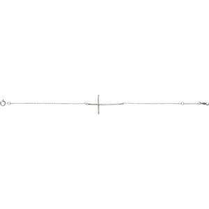 Sterling Silver Imitation Peridot Sideways Cross 7-8" Bracelet – image 2