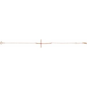 14K Rose Gold Natural Pink Tourmaline Sideways Cross 7-8" Bracelet – image 2