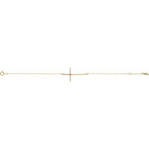 14K Yellow Gold Natural Pink Tourmaline Sideways Cross 7-8" Bracelet – image 2