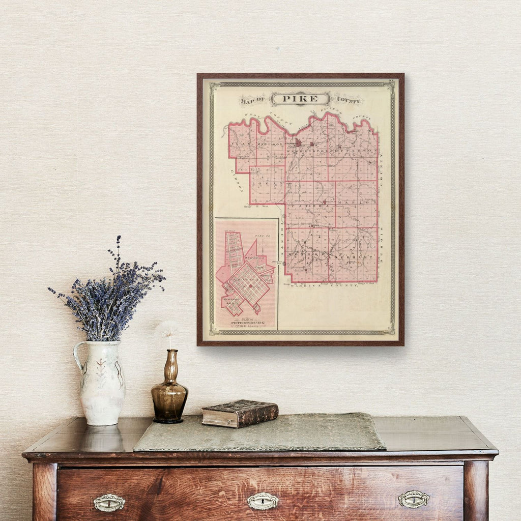 Vintage Map of Pike County, Indiana 1876