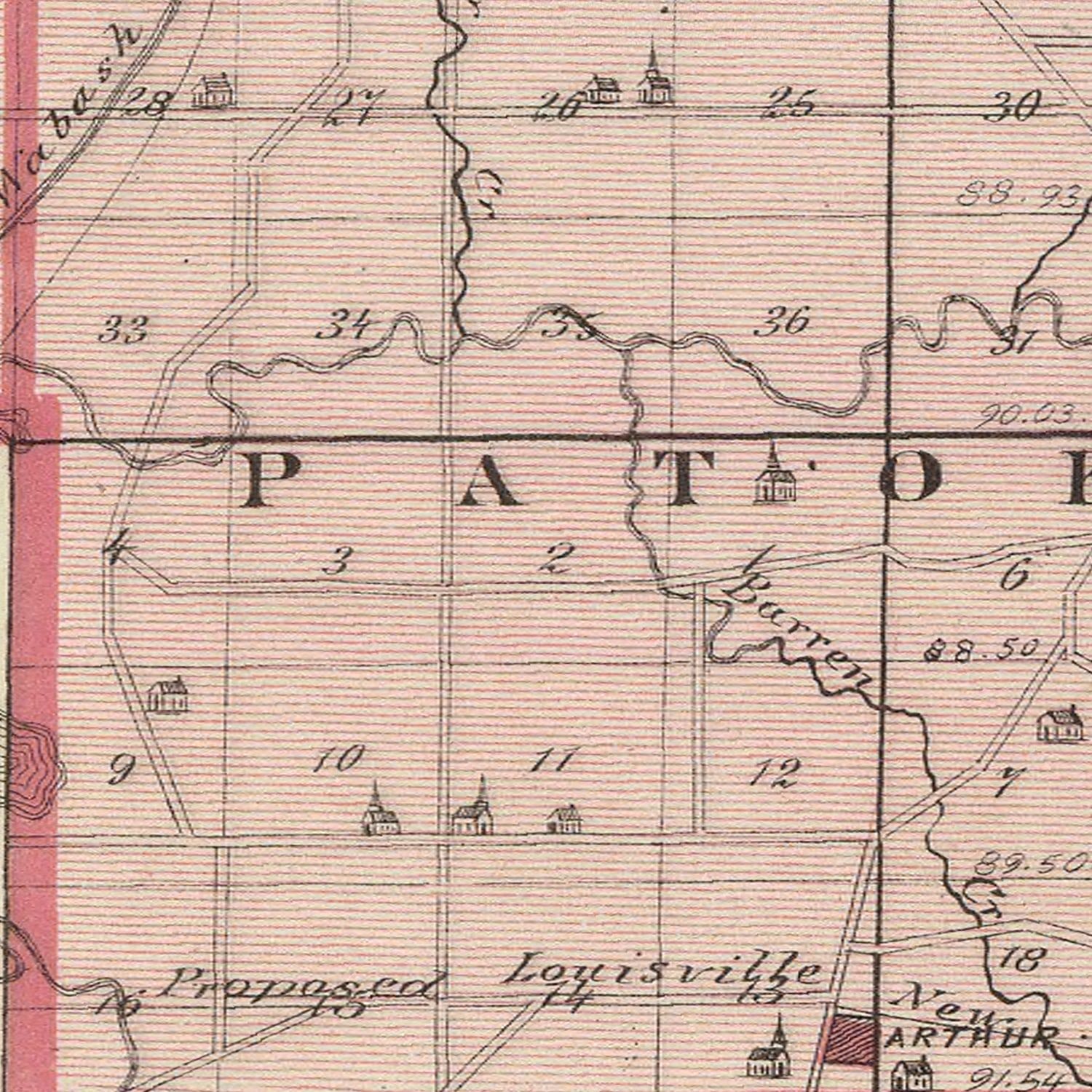 Vintage Map of Pike County, Indiana 1876