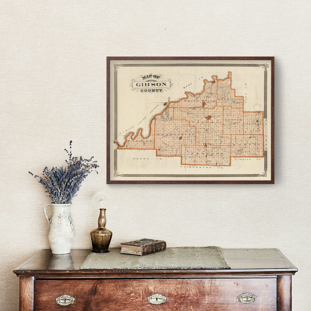 Vintage Map of Gibson County, Indiana 1876