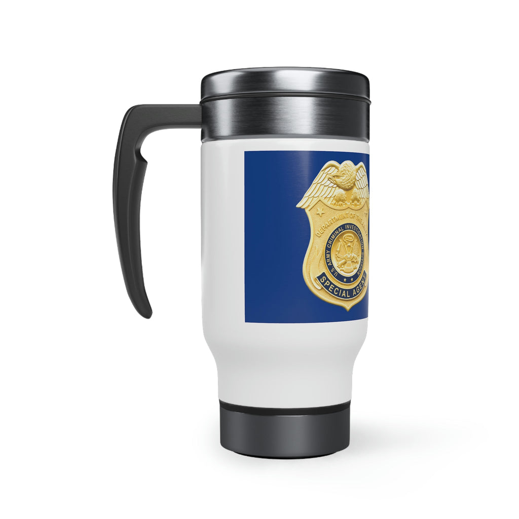 Army CID Badge and Seal - Stainless Steel Travel Mug with Handle, 14oz