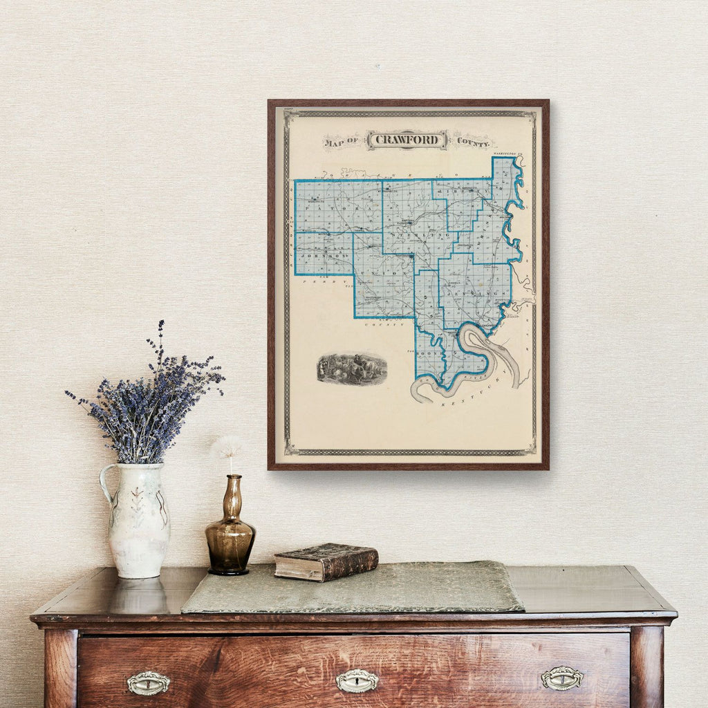 Vintage Map of Crawford County, Indiana 1876