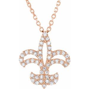 14K Rose Gold 1/6 CTW Natural Diamond Fleur De Lis 16" Necklace