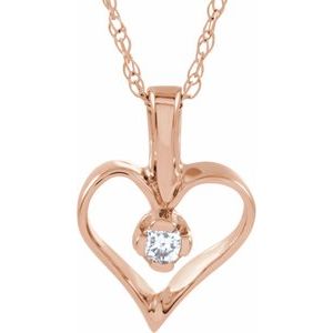 14K Rose Gold .03 CTW Natural Diamond Heart 18" Necklace