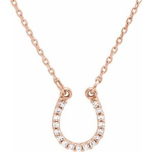 14K Rose Gold .07 CTW Natural Diamond Horseshoe 16" Necklace