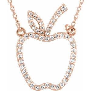 14K Rose Gold 1/5 CTW Natural Diamond Apple 16" Necklace