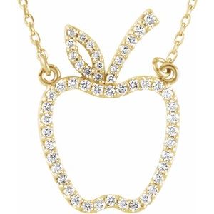 14K Yellow Gold 1/5 CTW Natural Diamond Apple 16" Necklace