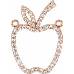 14K Rose Gold Accented Petite Apple Necklace Center